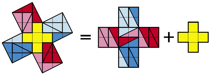 Более экономное разрезание, всего на 9 частей («Квантик» №1, 2021)