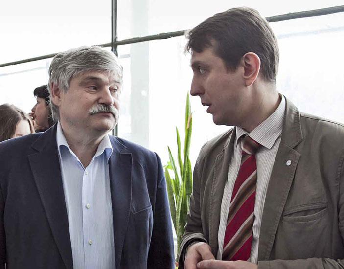 В. В. Сиднев и А. В. Наумов на открытии технопарка в Троицке («Химия и жизнь» №7, 2021)