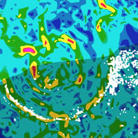 Рис. 1. Марсианский кратер Лоуэлл и гравитационные аномалии полуострова Юкатан