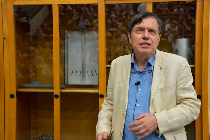 Джорджо Паризи на лекции 24 мая 2018 года. Фото c flickr.com / Sapienza Università di Roma