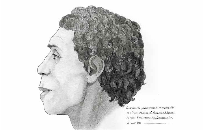 Реконструкция облика Хвита из статьи Елизаветы Веселовской, Ольги Григорьевой и Игоря Бурцева («Вестник антропологии», 2020, №4 (52). Укрупнение черепа и другие необычные черты могут быть вызваны «метисацией далеко отстоящих антропологических типов, к которым принадлежали его родители», пишут авторы. Но в том, что Хвит — человек современного типа, сомнений нет («Химия и жизнь» №12, 2021)