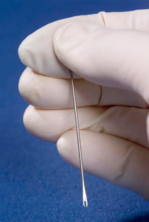 Вакцину против оспы вводят подкожно с помощью раздвоенной иглы. Фото: James Gathany, CDC USA | wikimedia.org («Химия и жизнь» №6, 2022)