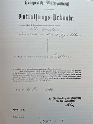 Грамота об отказе от вюртембергского гражданства