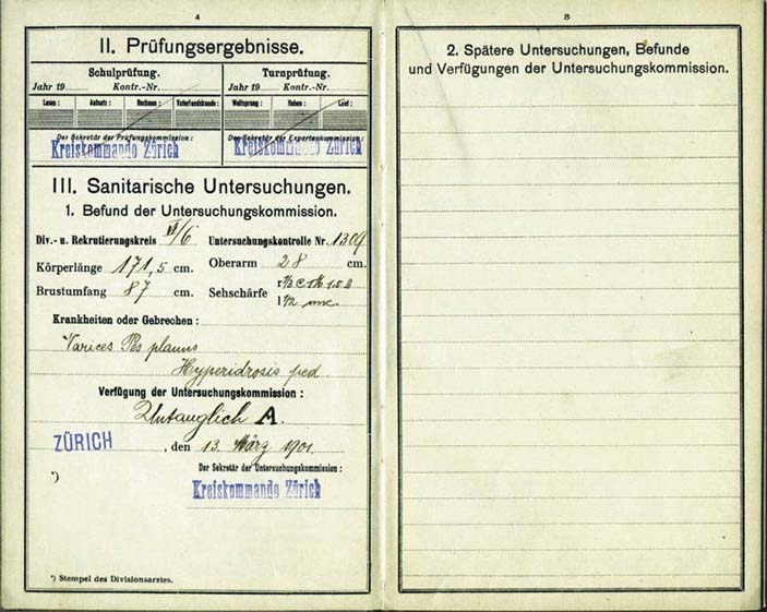 Страница военного билета Эйнштейна