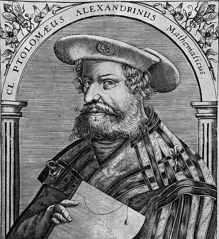 Клавдий Птолемей. Фронтиспис книги XVI века