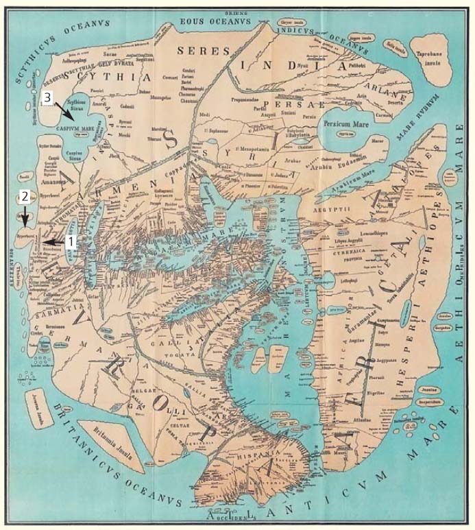 Карта Помпония Мелы (реконструкция K.Миллера, 1898 г.)