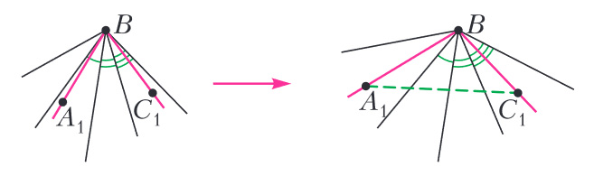 Рис. 10. Геодезическая не проходит через вершину