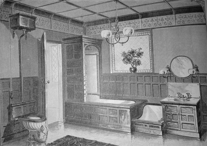 Старинная ванная комната, совмещенная с туалетом