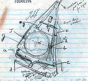 Набросок будущего томографа, выполненный Хаунсфилдом
