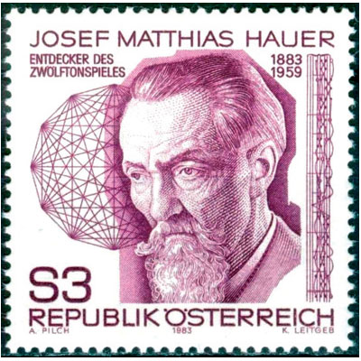Австрийская почтовая марка 1983 года, выпущенной к столетию со дня рождения композитора Йозефа Хауэра