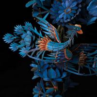 Фрагмент украшения из перьев зимородка