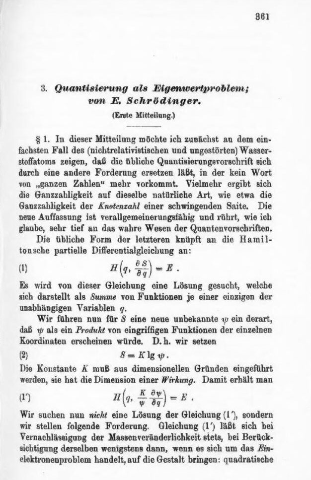 Статья «Quantisierung als Eigenwertproblem» в Annalen der Physik (1926)