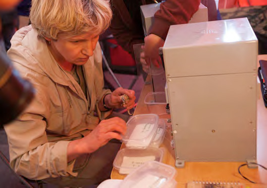 Извлеченных из боксов гекконов обследуют и распределяют по коробкам