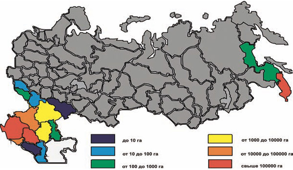 Карта распространения амброзии полыннолистной (адаптирована). Источник с сайта www.sevin.ru