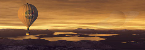 Шар-монгольфьер идеально подойдет для облета Титана. Плутониевый источник выделяет достаточно тепла для двенадцатиметрового баллона, несущего 160 кг аппаратуры и плывущего на высоте 10 км над поверхностью Титана. Изображение: «В мире науки»