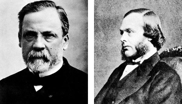 Луи Пастер (1822–1895) (слева) и Джозеф Листер (1827–1912)