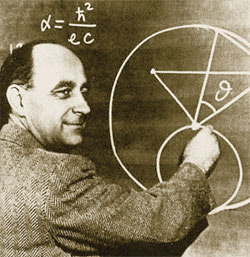 Энрико Ферми с рисунком циклотрона диаметром более 12,5 тысячи километров — фермитрона. Изображение: «Наука и жизнь»