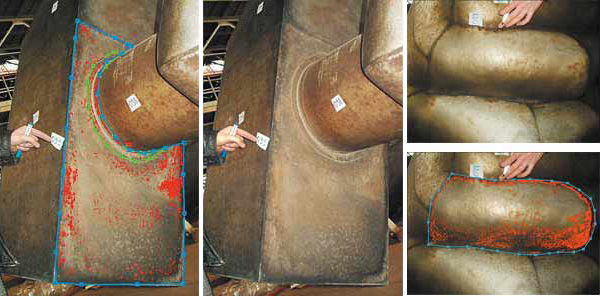 После компьютерной обработки на фотографии элемента памятника «проявляются» участки, поражённые коррозией. Изображение: «Наука и жизнь»