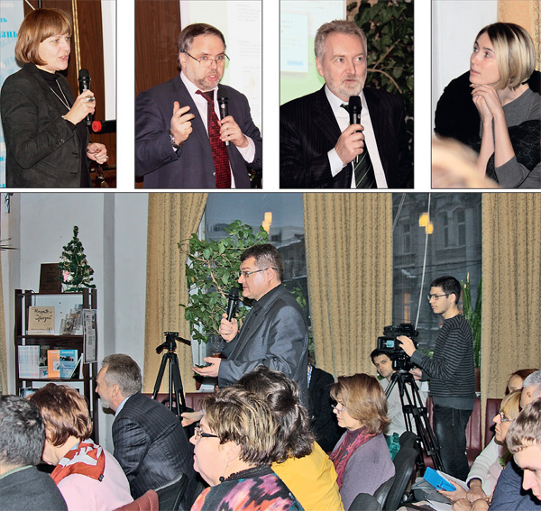 Регенеративная медицина — одна из наиболее высокотехнологичных и бурно развивающихся отраслей биомедицинской индустрии. Именно поэтому она стала темой первой встречи в медиаклубе «Высокие технологии». В дискуссии приняли участие специалисты, студенты, журналисты и представители бизнеса. На снимках участники встречи (вверху слева направо): модератор дискуссии — главный редактор журнала «Химия и жизнь» Любовь Стрельникова, заместитель директора по науке Института биологии развития им. Н. К. Кольцова РАН доктор биологических наук Андрей Васильев, президент ассоциации «Объединение экспертов по биомедицинским и клеточным технологиям и регенеративной медицине» доктор биологических наук Юрий Суханов, координатор проектов фонда «Наука за продление жизни» Мария Коноваленко. У журналистов было много вопросов к специалистам. Фото Татьяны Вагиной.