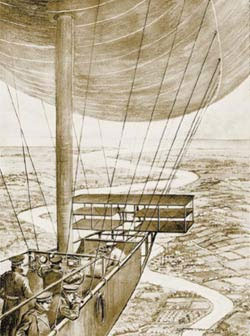 Германский военный дирижабль над Рейном. 1911 год. Изображение: «Наука и жизнь»