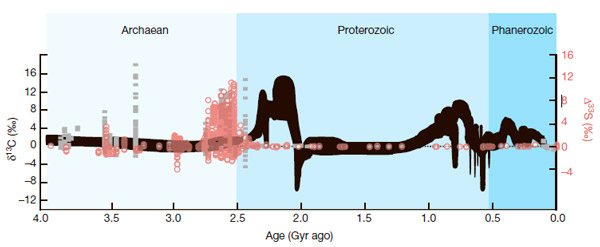 Изотопные кривые углерода-13 и серы-33