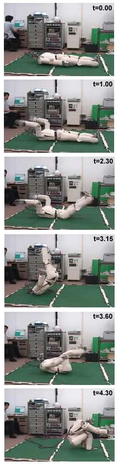 Робот R Danyel поднимается из положения лежа.