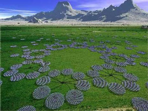 Примерно так будет выглядеть комплекс LOFAR (изображение с сайта www.astrosmo.unam.mx)