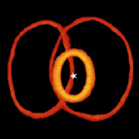 Рис. 1. Результаты моделирования структуры колец в сверхновой 1987А (из статьи Морриса и Подсядловского astro-ph/0703317)