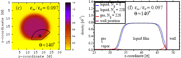 Капля жидкости, покоящаяся на сильно гидрофобной поверхности, не только «собирается в шарик», но сама и изолирует себя от контакта с поверхностью, создавая моноатомную газовую прослойку (изображение из статьи cond-mat/0510687)