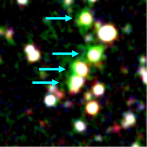 Блобы — первичные газовые облака Вселенной. Снимок «Субару». Изображение с сайта subarutelescope.org