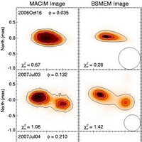 Изображение системы Бета Лиры в одной из орбитальных фаз. Рис. из обсуждаемой статьи arXiv:0808.0932
