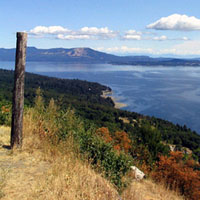 Общий вид бухты Саанич (пролив Джорджия, юго-западная часть Канады), где изучалось влияние планктонных рачков на интенсивность турбулентного перемешивания. Фото с сайта members.shaw.ca