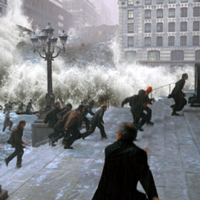 Кадр из фантастического фильма Роланда Эммериха «Послезавтра» («The Day After Tomorrow»). Фильм рассказывает о глобальных климатических катастрофах, начавшихся после того, как растаял лед полярных шапок и масса пресной воды, поступившей в океан, остановила систему глобальной циркуляции. (Фото с сайта www.kinogid.ru)