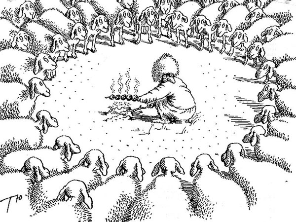 Рисунок Сергея Тюнина, проиллюстрировавшего немало статей в журнале «Химия и жизнь»