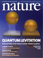 Рис. 1. Обложка журнала Nature, посвященная измерению эффекта Казимира–Лифшица