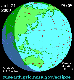 Анимация солнечного затмения 22 июля 2009 года с сайта eclipse.gsfc.nasa.gov