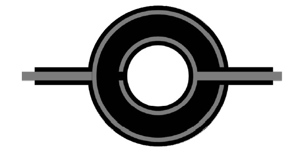 Рис. 1. Схематический рисунок сверхпроводящего кольца с напылённым на него 200-нанометровым слоем ниобия. Критическая температура перехода ниобия из нормального состояния в сверхпроводящее приблизительно 9 К. Изображение из обсуждаемой статьи в Phys. Rev. B