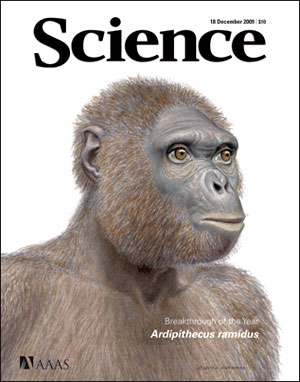 Обложка журнала Science за 18 декабря 2009 года: «Прорыв года — Ardipithecus ramidus». Ардипитек — вероятный предок человека, обитавший на территории современной Эфиопии около 4,5 миллионов лет назад