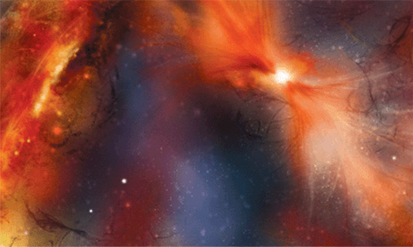 Гамма-лучевой пульсар CTA1. По мнению редакции журнала Science, вторым по важности научным прорывом уходящего 2009 года следует назвать результаты астрономических исследований, проведенных с помощью запущенного в 2008 году Гамма-лучевого космического телескопа Ферми. Особенно примечательны открытые благодаря этому телескопу гамма-лучевые пульсары. Пульсары представляют собой нейтронные звезды, вращающиеся вокруг своей оси с огромной скоростью и за счет этого испускающие пульсирующее излучение с периодом от полутора миллисекунд до нескольких секунд. В отличие от других подобных звезд, известных ранее, гамма-лучевые пульсары испускают только гамма-лучи. Иллюстрация из популярной заметки в журнале Science о научных прорывах 2009 года