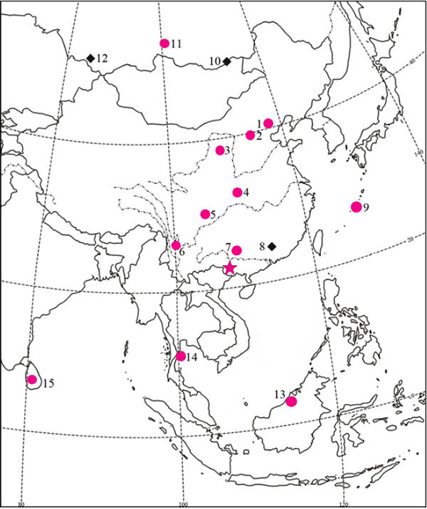 Местонахождения в Восточной Евразии с остатками древних людей. Карта из дополнительных материалов к обсуждаемой статье в PNAS