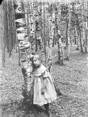 По-видимому, всегда в обычае людей было вырезать на стволах деревьев заметные и памятные надписи. На этой фотографии начала 1900-х годов на многих березовых стволах видны метки в память о любви и ненависти между разными человеческими существами. Фото из обсуждаемой статьи в Antiquity