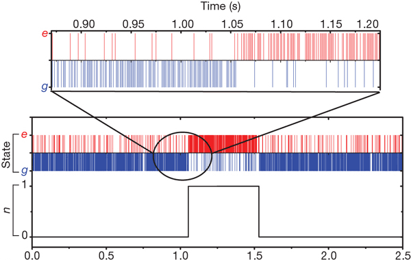 Рис. 5. Прямое наблюдение рождения, жизни и исчезновения одиночного микроволнового фотона, который примерно на полсекунды возник в резонаторе