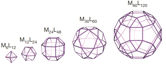 Рис. 5. Примеры архимедовых тел, полученных (кроме самого правого) самосборкой