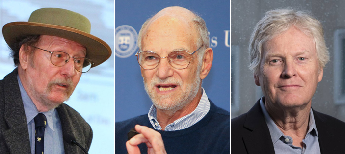 Рис. 1. Лауреаты Нобелевской премии по физиологии и медицине 2017 года. Слева направо: Джеффри Холл (Jeffrey C. Hall), Майкл Росбаш (Michael Rosbash) и Майкл Янг (Michael W. Young)