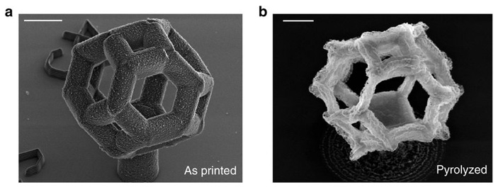 Напечатанная из металлсодержащего полимера деталь в форме усеченного октаэдра