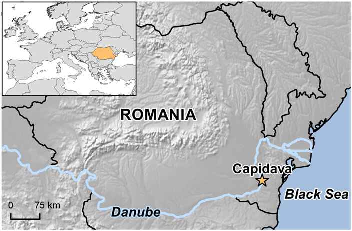 Рис. 2. Положение крепости Капидава на карте современной Румынии