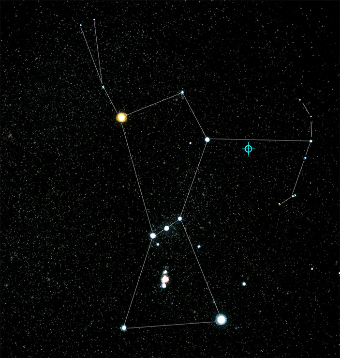Рис. 2. Положение блазара TXS 0506+056 в созвездии Ориона