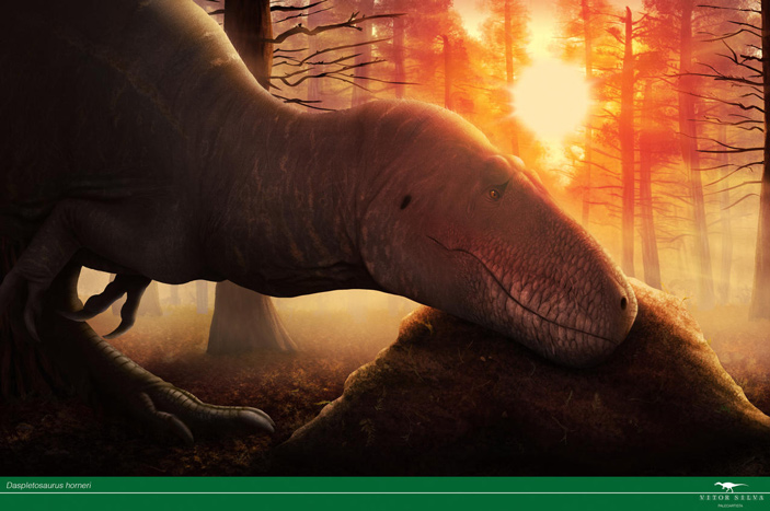 Рис. 6. Самка дасплетозавра у своего гнезда