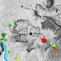 Рис. 1. Выброшенный из кратера гравий