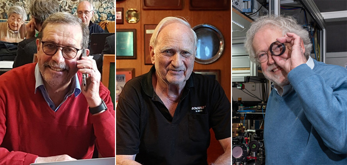 Лауреаты Нобелевской премии по физике 2022 года (слева направо): Ален Аспе (Alain Aspect), Джон Френсис Клаузер (John F. Clauser) и Антон Цайлингер (Anton Zeilinger)